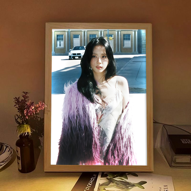 jisoo金智秀周边镜子灯光画韩国女神发光礼物摆件卧室音响小夜灯