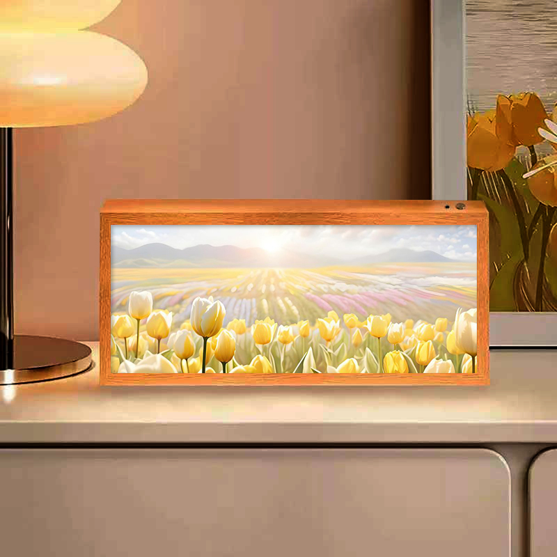 郁金香灯光画卧室床头蓝牙音响摆件创意礼物送女生发光相框小夜灯