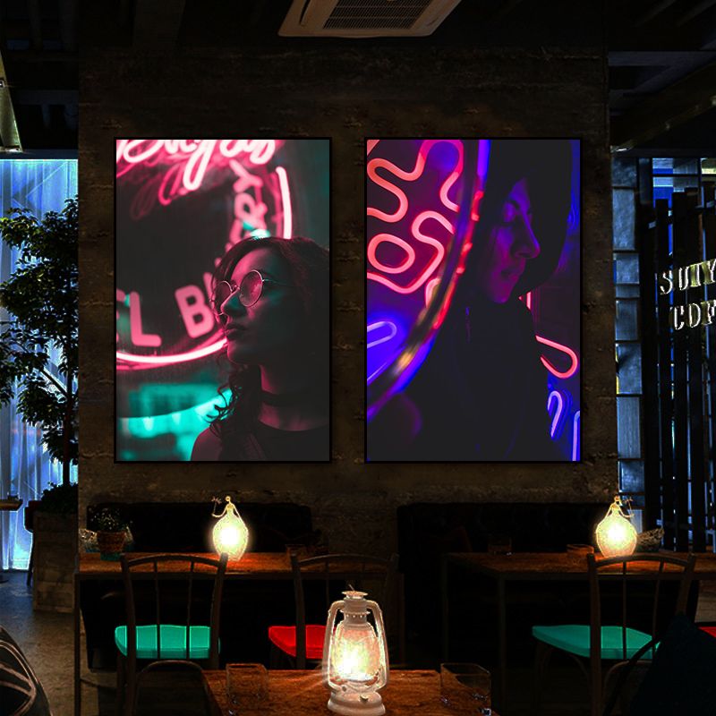 性感美女发光挂画霓虹灯KTV酒店墙面装饰画酒吧清吧夜店包厢壁画图片