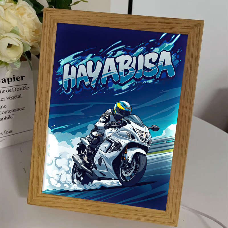 杜卡迪赛车手摩托车周边镜子灯光画送朋友发光礼物卧室音响小夜灯