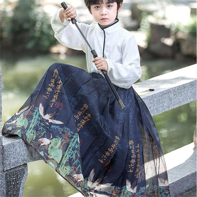 汉服男童2025新款女童儿童古装国学服中秋唐装小少爷演出服春秋款