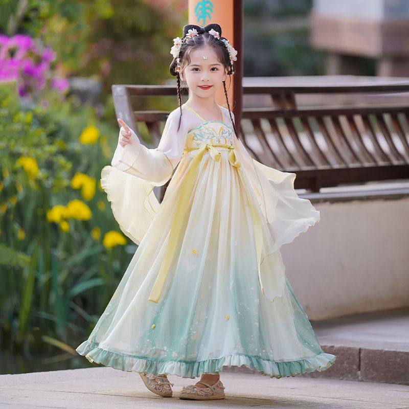 汉服女童2025春款儿童古装中国风超仙唐装女孩公主古风连衣裙春秋