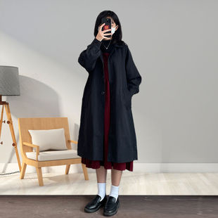 150cm小矮个子风衣外套女韩版宽松秋冬季学生中长款显高显瘦大衣
