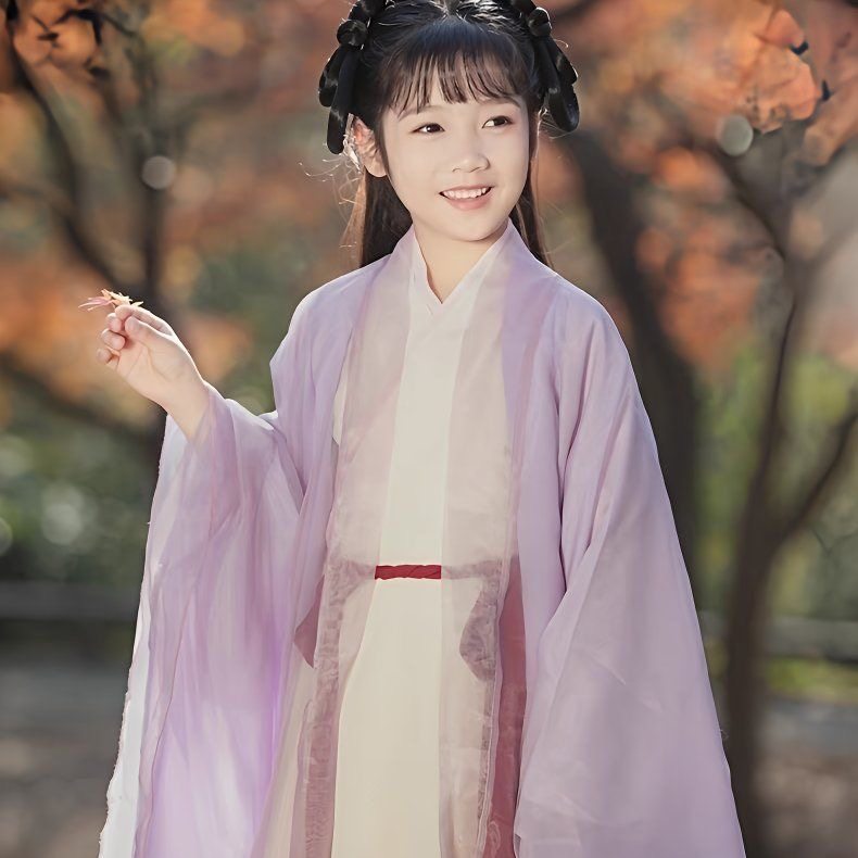 女童汉服魏晋风2025年新款夏季紫色广袖流仙裙中国风小女孩仙女裙