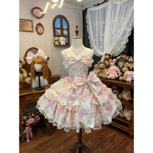 【圣殿玫瑰】花墙原创设计Lolita洋装花墙姬袖开衫连衣裙女