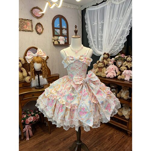 【圣殿玫瑰】花墙原创设计Lolita洋装花墙姬袖开衫连衣裙女