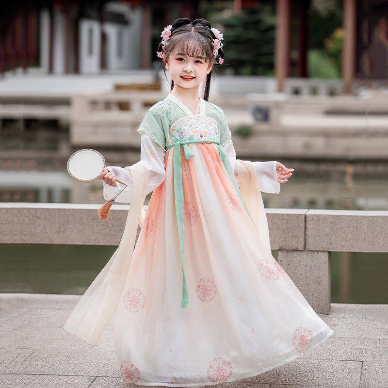 汉服女童秋季儿童古风超仙古装中国风宝宝公主裙唐装小女孩连衣裙