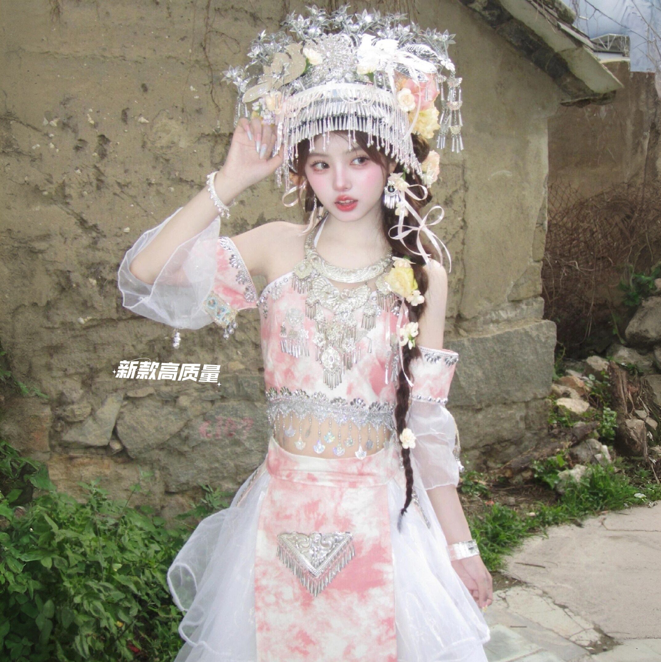 新款苗疆少女服装苗族土家族贵州舞台旅拍摄影套装民族风时尚外搭