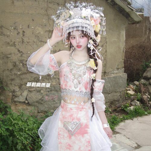 新款苗疆少女服装苗族土家族贵州舞台旅拍摄影套装民族风时尚外搭