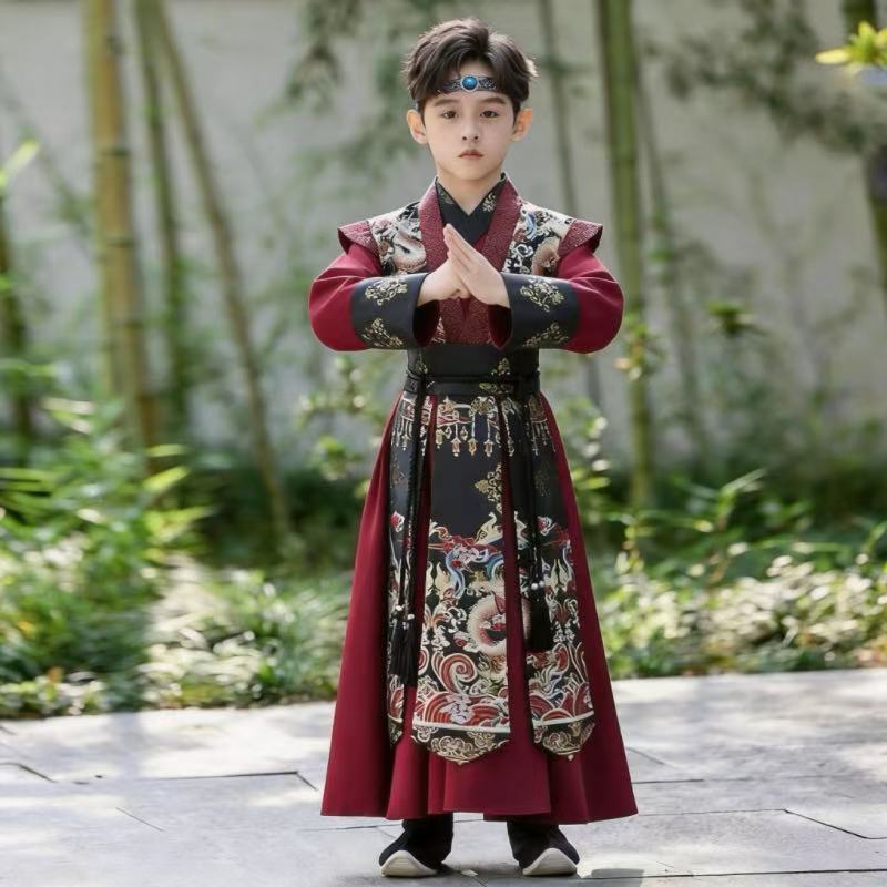 儿童汉服2026新款男童春夏国学演出套装古风飘逸国潮帅气武侠唐装