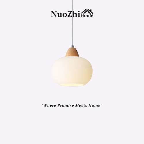 柿子吊灯全光谱护眼卧室床头简约现代奶油原木风餐厅玄关吊线灯具