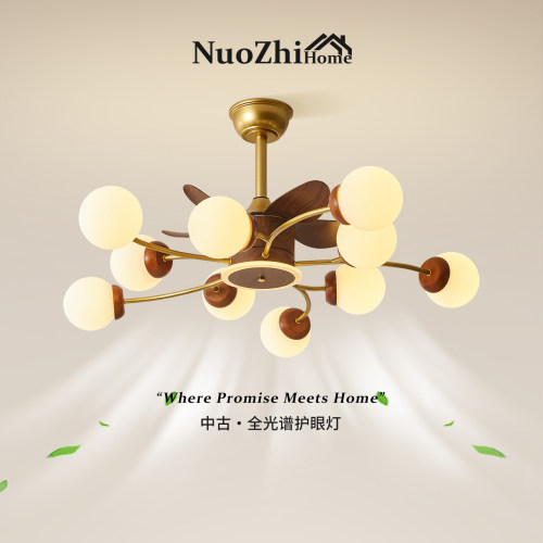 包安装中古风复古客厅风扇吊灯