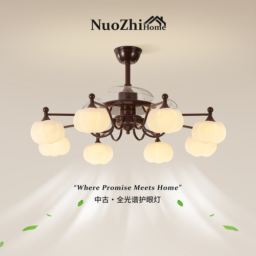 包安装中古风客厅灯风扇吊灯