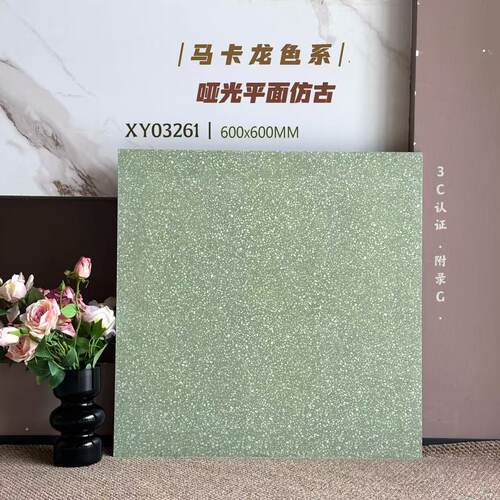 全瓷白胚600x600彩色水磨石地砖餐厅服装店防滑砖蓝绿色黄色瓷砖