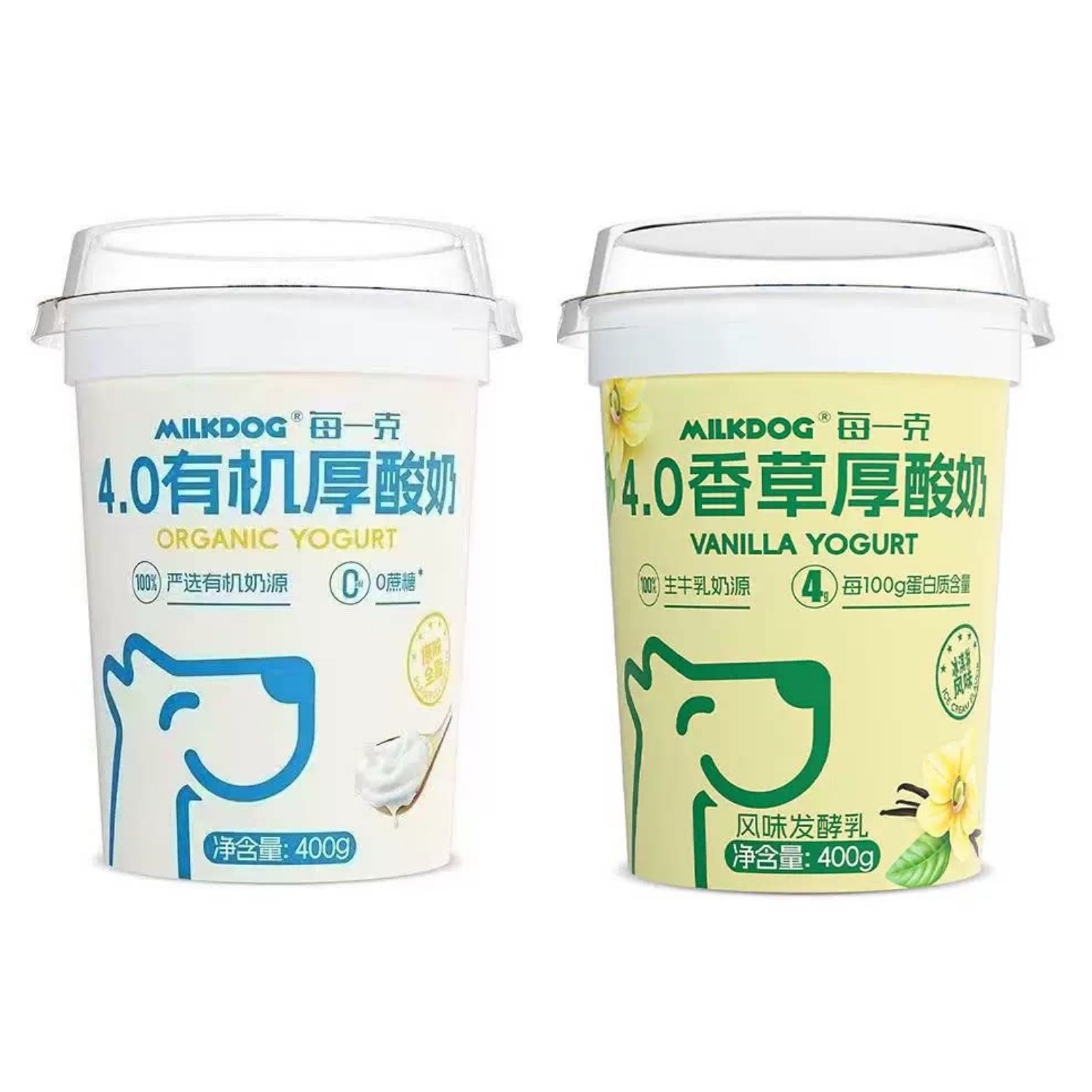 有机厚酸奶零蔗糖400g香草冰淇淋