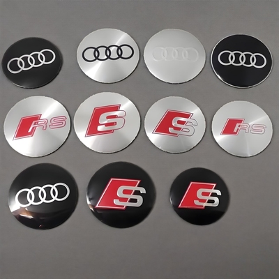 4个价 个性改装奥迪轮毂盖金属标志贴片56mm65mm车轮胎盖弧面标贴