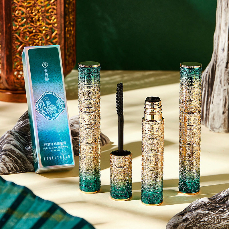 国风浮雕睫毛膏纤长密翘持妆防水防汗不晕染酷黑浓密化妆品彩妆