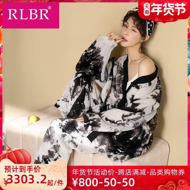 RLBR秋冬新款北极绒休闲加厚保暖大码套装珊瑚绒春秋家居服lk1204