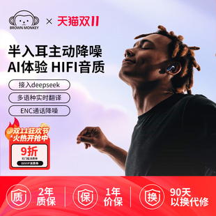 AI無(wú)線藍(lán)牙耳機(jī)主動(dòng)降噪超長(zhǎng)待機(jī)運(yùn)動(dòng)游戲半入耳耳機(jī) 布朗猴E3S