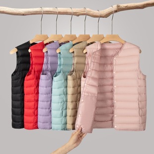 羽绒服马甲女2025女外穿冬轻薄圆领大码秋冬保暖短款无领内胆外套
