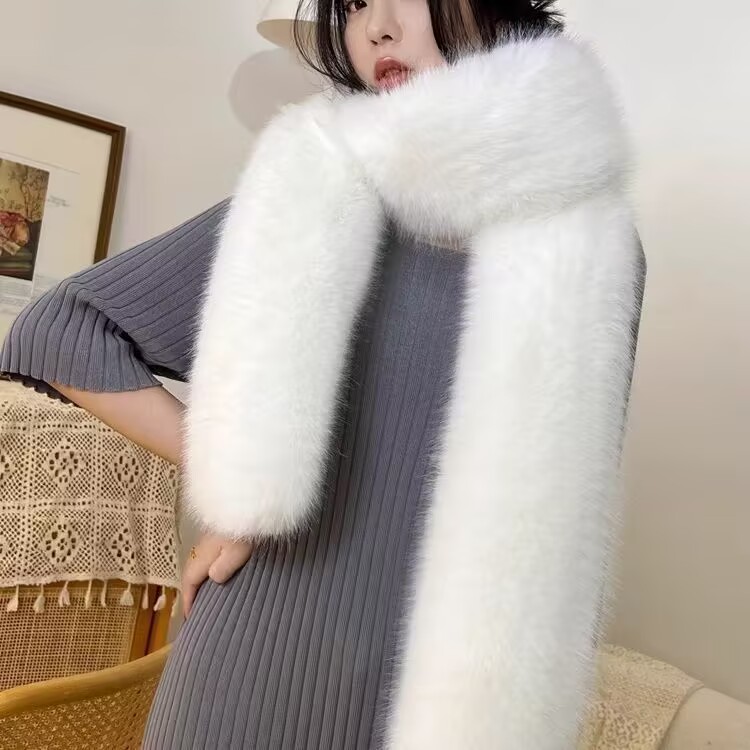 加长围脖女款冬仿狐狸貉子毛领皮草披肩加长时尚洋气高档毛毛假领