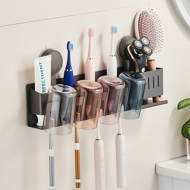律羽吸盘牙刷置物架浴室家用收纳