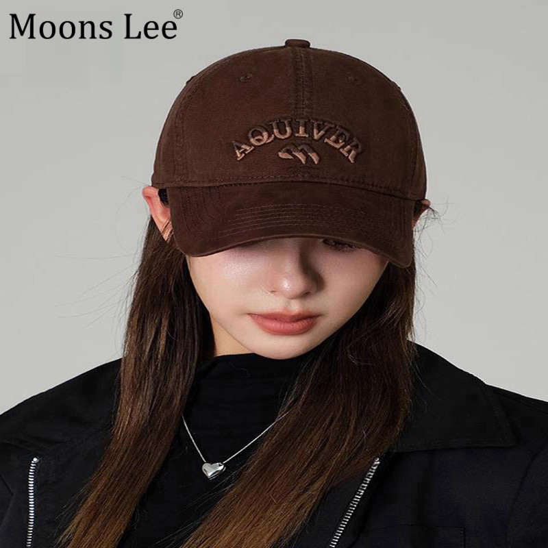 MoonsLee深顶鸭舌帽子女加大加宽帽檐夏季软顶咖啡色棒球帽显脸小