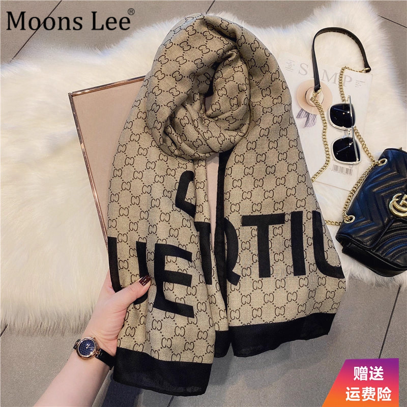 MoonsLee气质大牌感时尚保暖围巾女秋冬季新款韩版棉麻长丝巾披肩