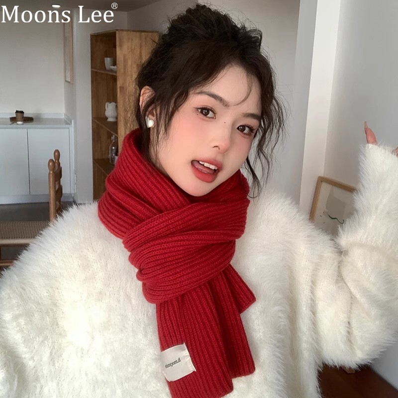 绿色红色圣诞新年围巾女冬季韩系