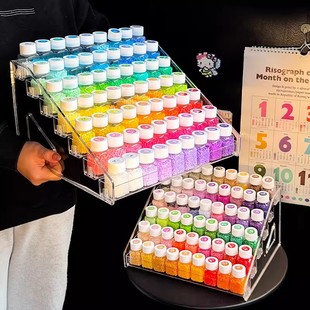 拼豆阶梯收纳架亚克力桌面多层收纳盒大容量方形收纳瓶透明展示架