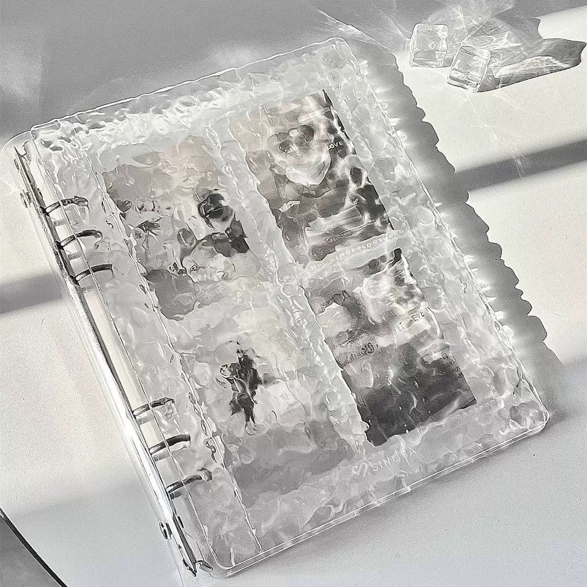 水波纹卡册A5四宫格活页小卡透明亚克力收纳册高颜值拍立得纪念相册玻璃水晶收藏卡册爱豆追星四格追星小卡
