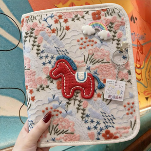 刺绣小红马孕检收纳册带拉链包2026新款可折叠产检报告单马宝宝怀孕证件体检文件夹孕妇孕期档案初期用品手册
