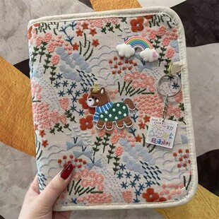 刺绣小马产检收纳册拉链包2026款春草可折叠孕检报告单2026马宝宝怀孕证件活页便携文件夹孕妇孕初期用品手册