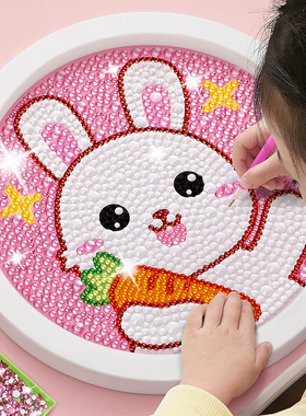 儿童钻石贴画手工diy女孩2024新款砖石贴钻点钻画小女生玩具制作