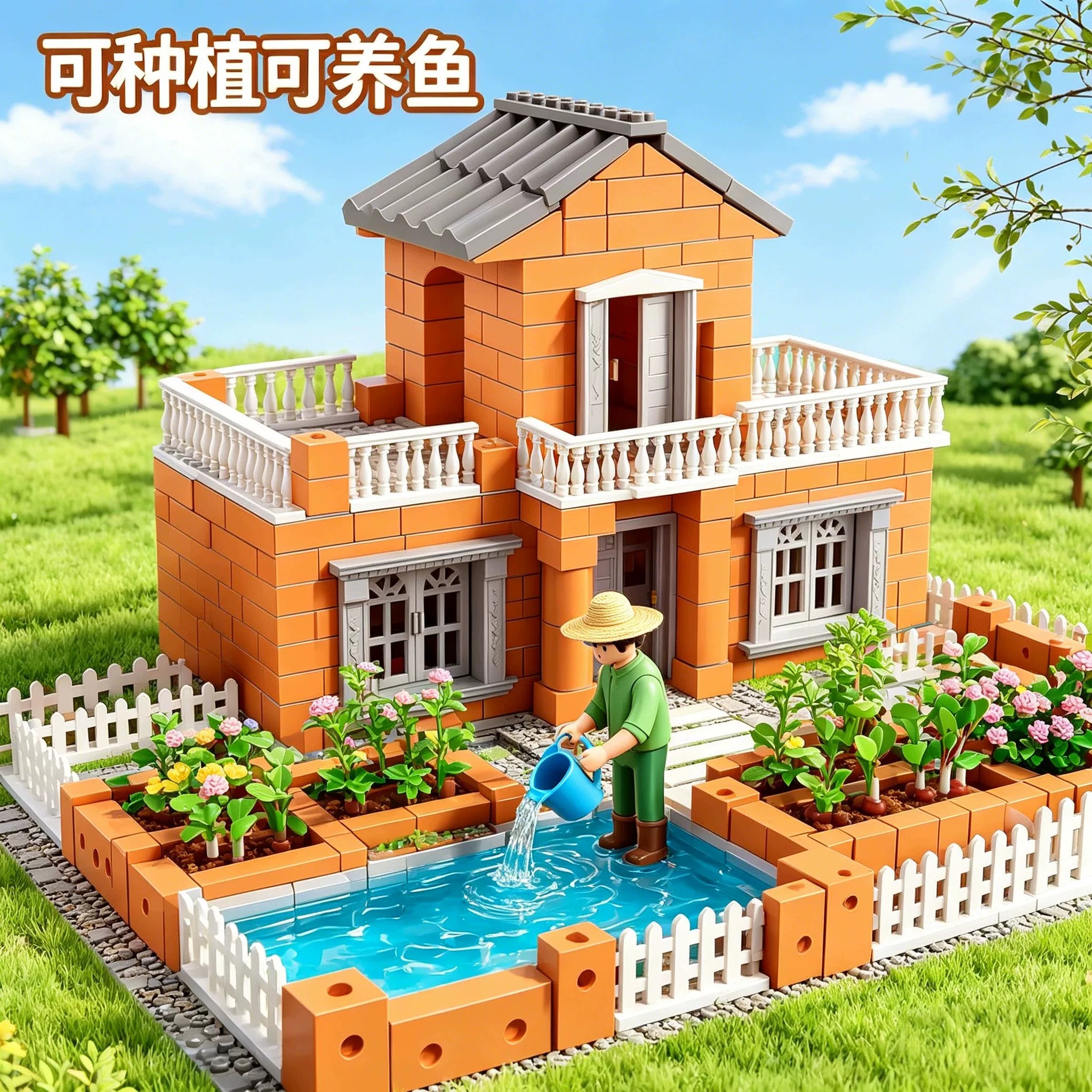 儿童益智积木男孩6-8岁泥瓦匠盖房子砌墙玩具小屋搭建拼装diy手工图片