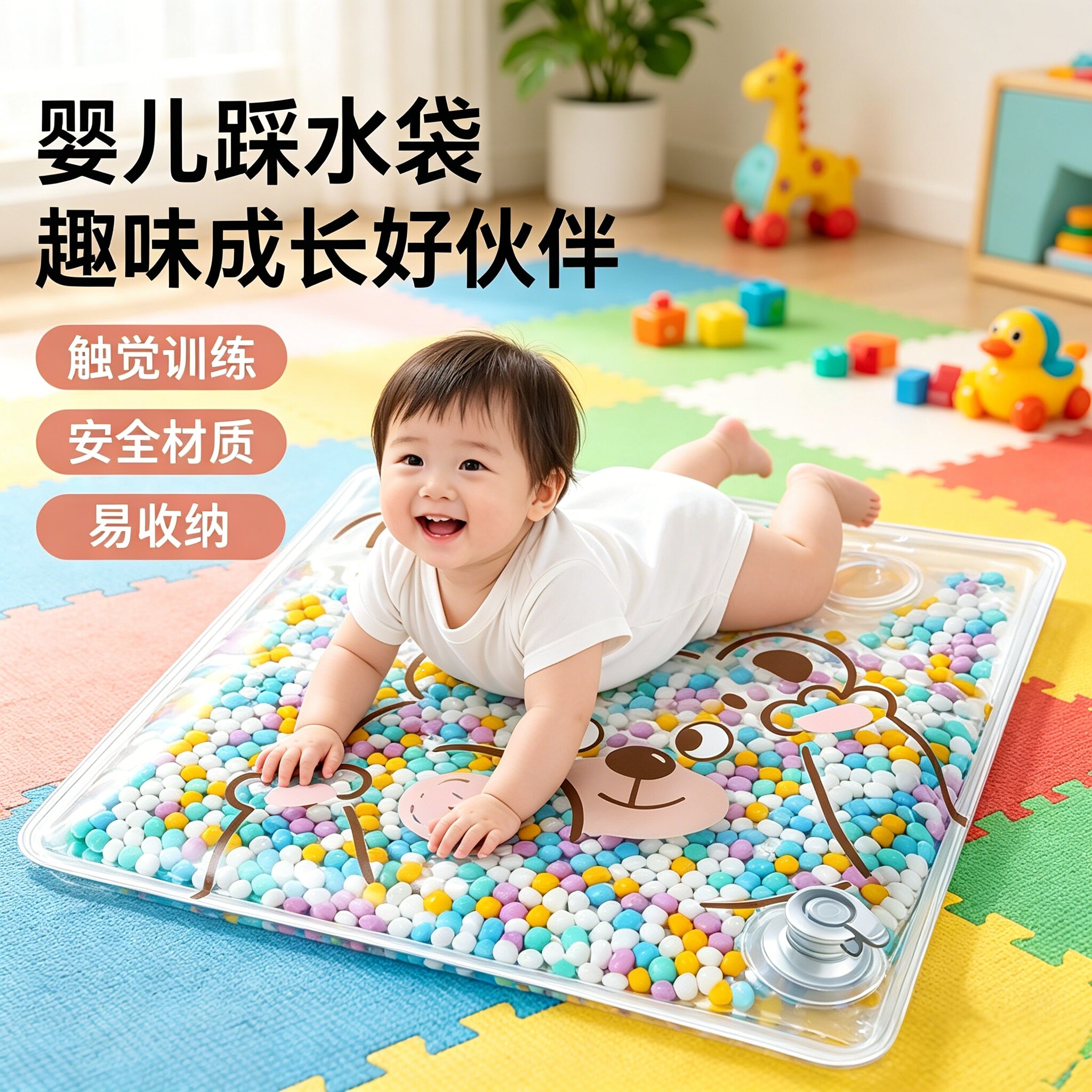 婴幼儿早教踩水袋拍拍水垫小月龄宝宝学爬行消耗体力神器感官玩具