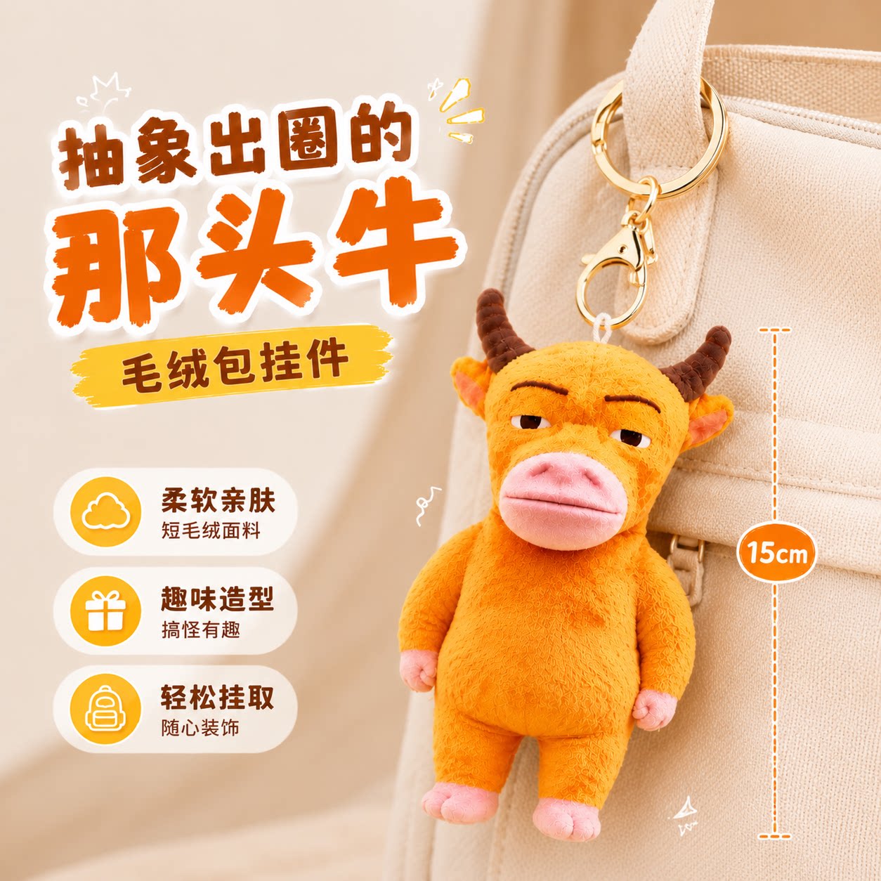 牛来电影同款周边发声钥匙扣玩偶挂件毛绒公仔背包挂饰创意搞笑链图片