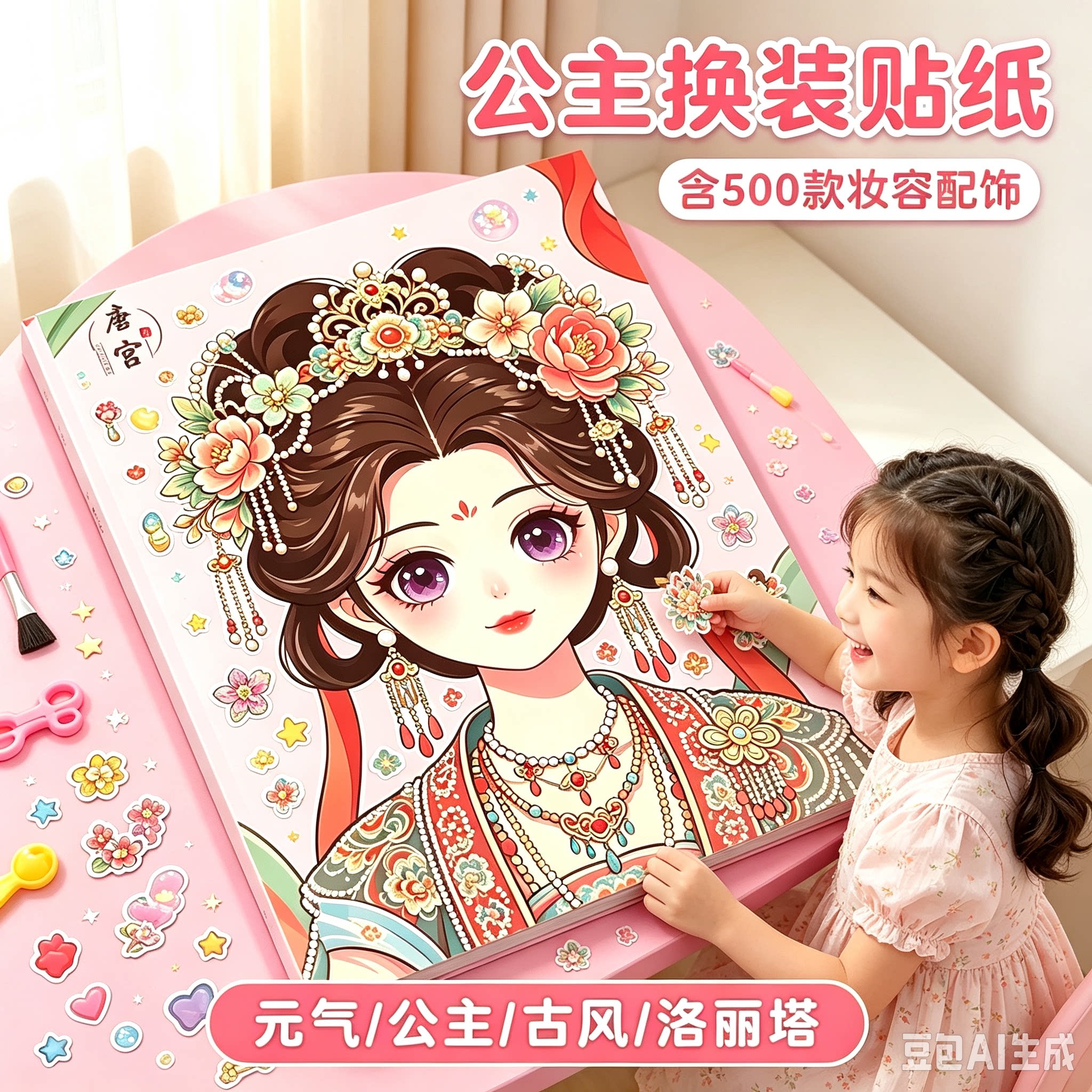 【爆款女童公主化妆贴纸玩具】图片