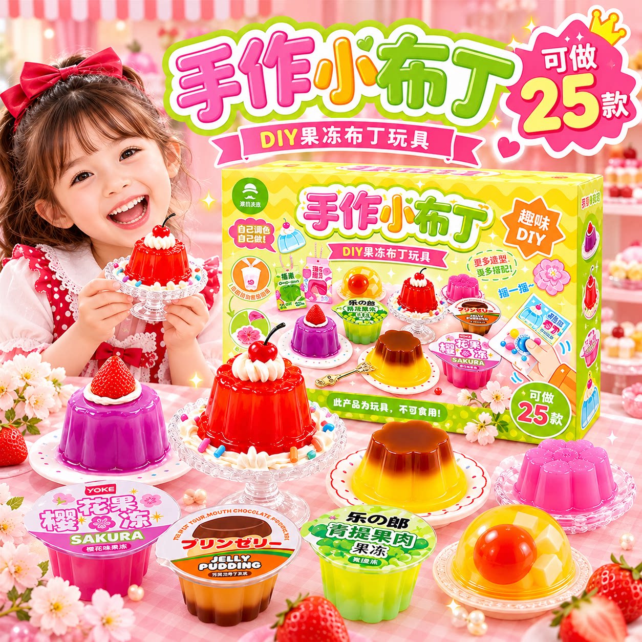 手作小布丁儿童手工DIY仿真果冻迷你食玩过家家6女孩创意玩具礼物