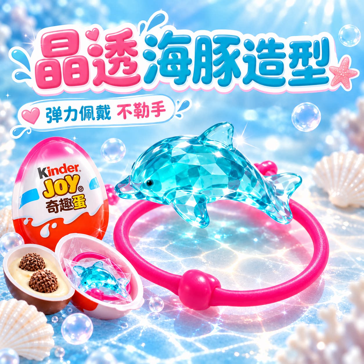 儿童健达奇趣蛋美人鱼海豚手环正版女孩手链建达小海豚玩具礼物9