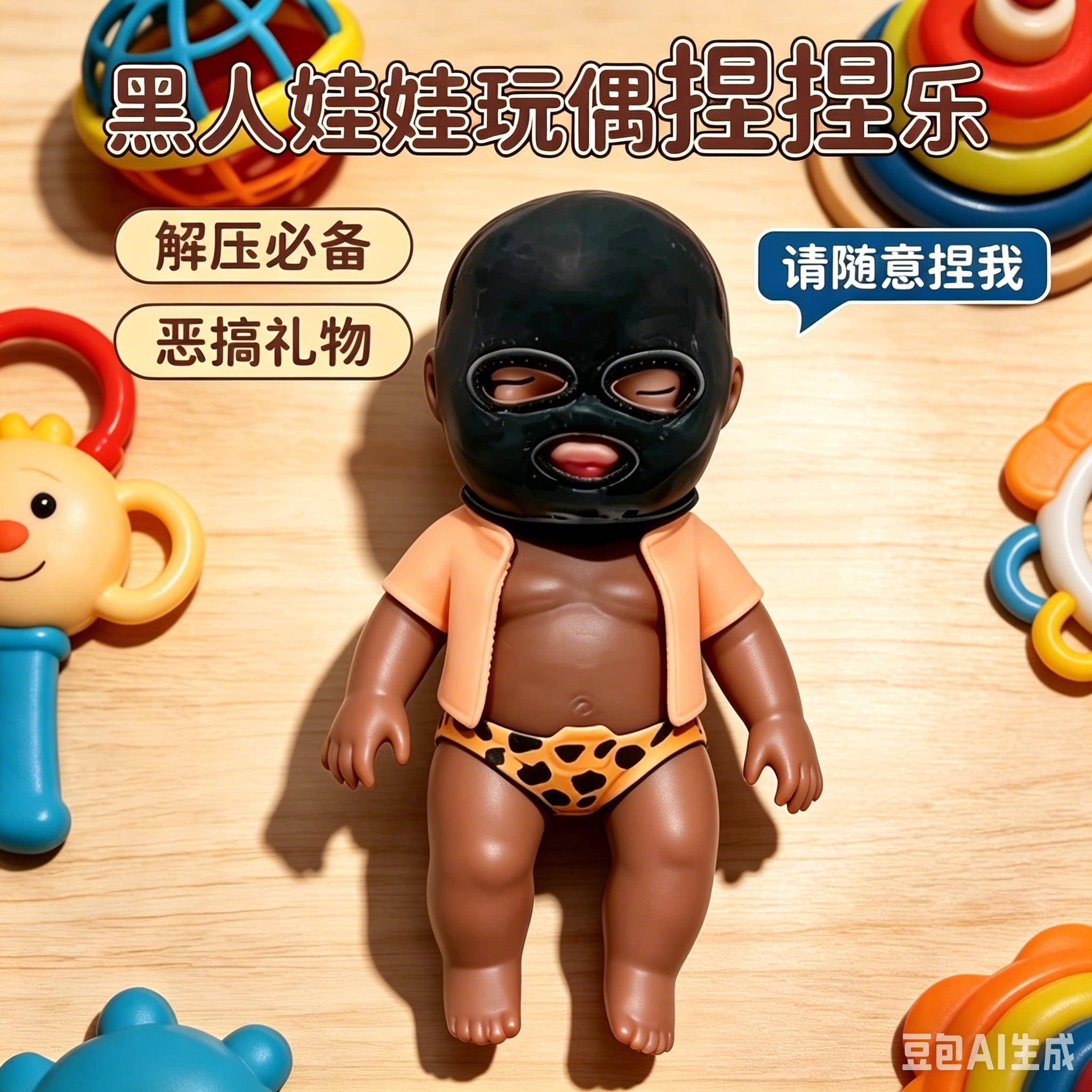 正版娜塔莎娃娃玩具官方旗舰店捏捏乐黑娃丑玩偶大号土匪衣服tpr图片