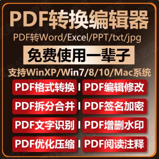 PDF转Word软件 PDF编辑器 图片转换pdf修改拆分合并压缩加密阅读