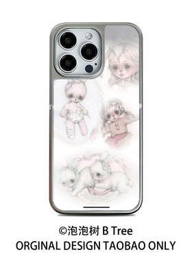 BTree原创可爱洋娃娃少女心甜妹iPhone17Air16promax防震15plus苹果14手机壳13电镀银边框亚克力金属防摔软壳