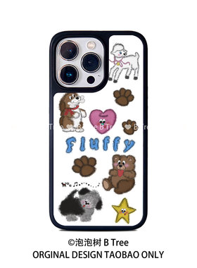 B Tree原创美式复古卡通昭和磁吸pc软胶壳iPhone16promax手机保护套15plus苹果14/13黑色边框12亚克力晶瓷壳