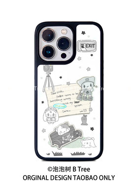 BTree原创日系可爱ins风博主同款亮面pc软胶全包iPhone17Air16promax15plus苹果14手机壳132黑边框亚克力背板