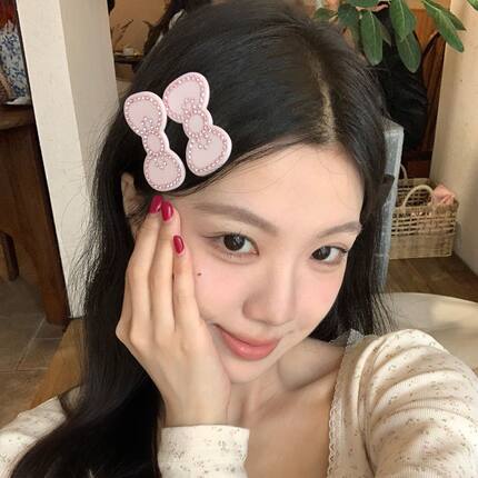 百莉甜心醋酸闪钻蝴蝶结发夹甜美少女感侧边夹精致百搭发卡头饰
