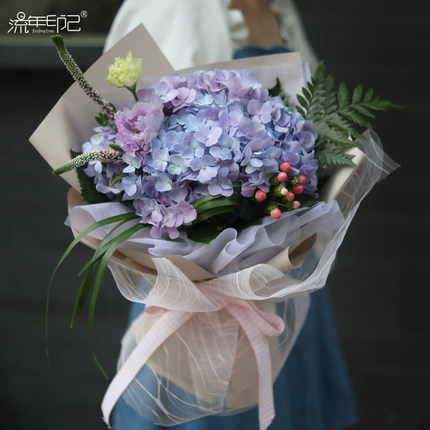 上海同城鲜花速递绣球玫瑰花混搭花束送朋友闺蜜生日礼物花店订花
