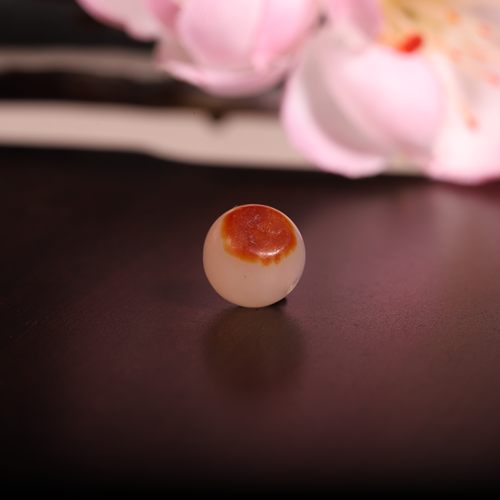 新疆和田玉籽料珠子红皮单珠