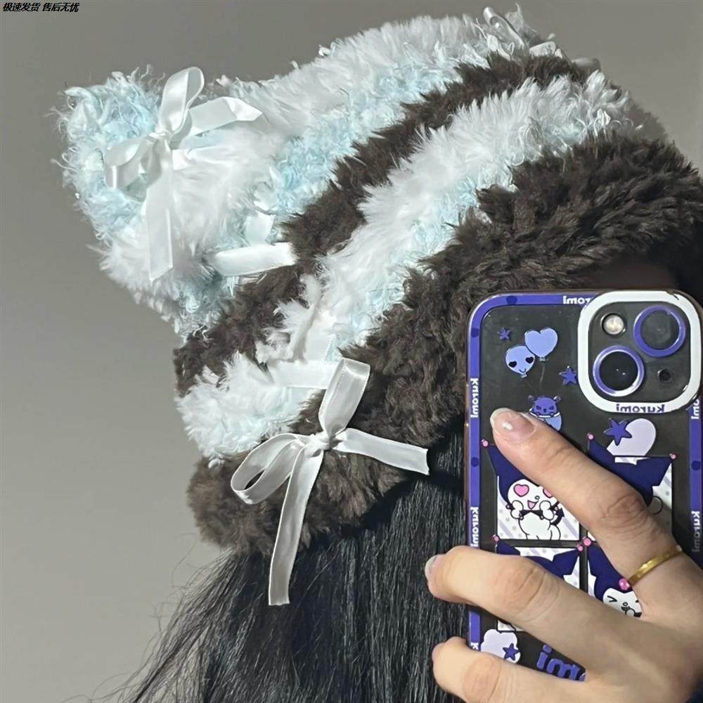 手工钩针编织手混线拼色可爱毛绒