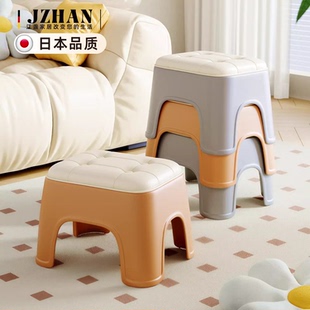 客厅矮坐凳塑料凳子家用矮凳可叠放结实耐用换鞋凳浴室板凳踩脚凳